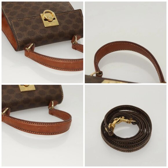 CELINE Macadam Canvas Mini Hand Bag PVC Leather 2way Brown Gold Auth yk18202 - Picture 16 of 16